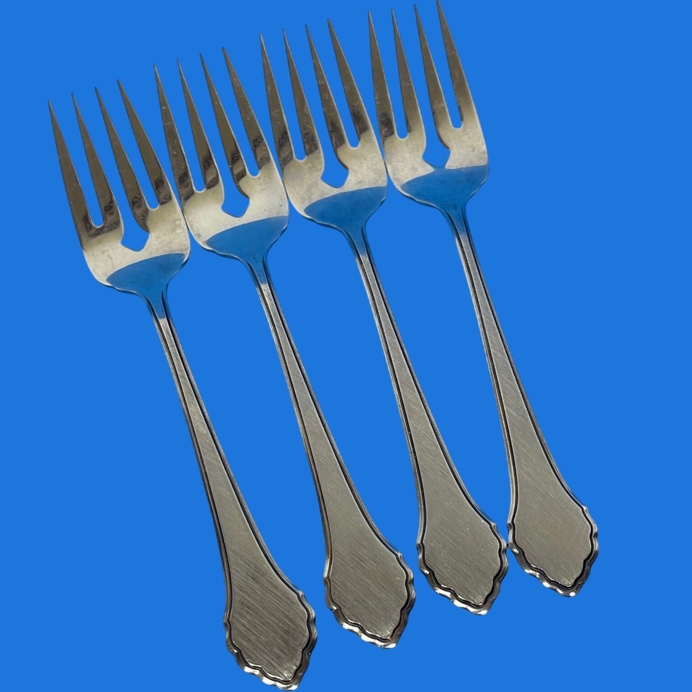 Vintage Oneida Summer Mist Autumn Glow Stainless Seafood Cocktail Forks 4 Sliver